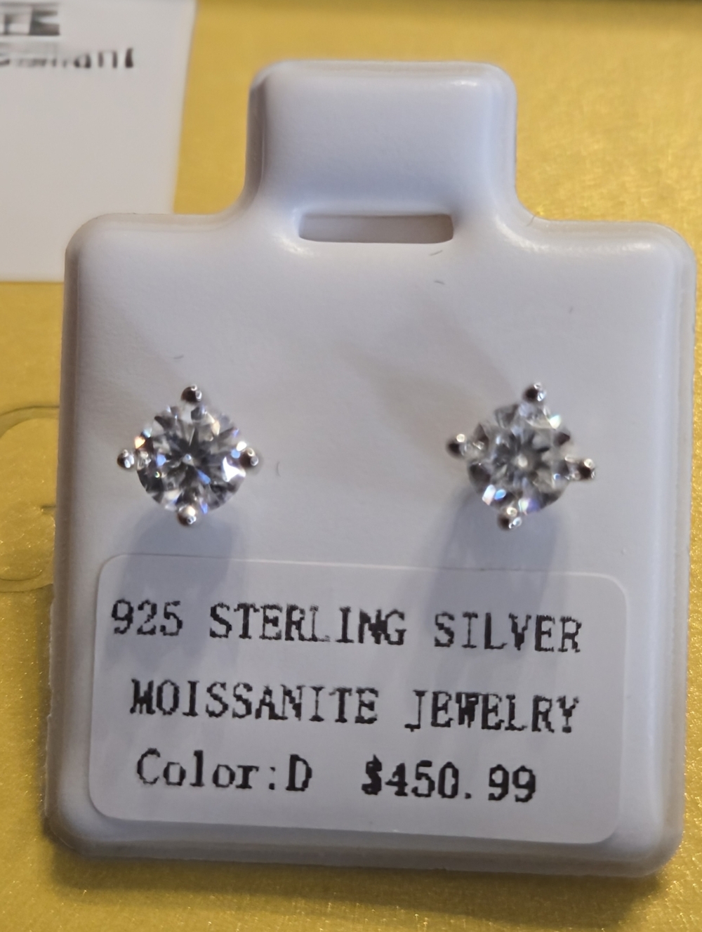 Moissanite Stud Earrings 925  Sterling Silver Round  New 4.0 mm 0.6 CTTW